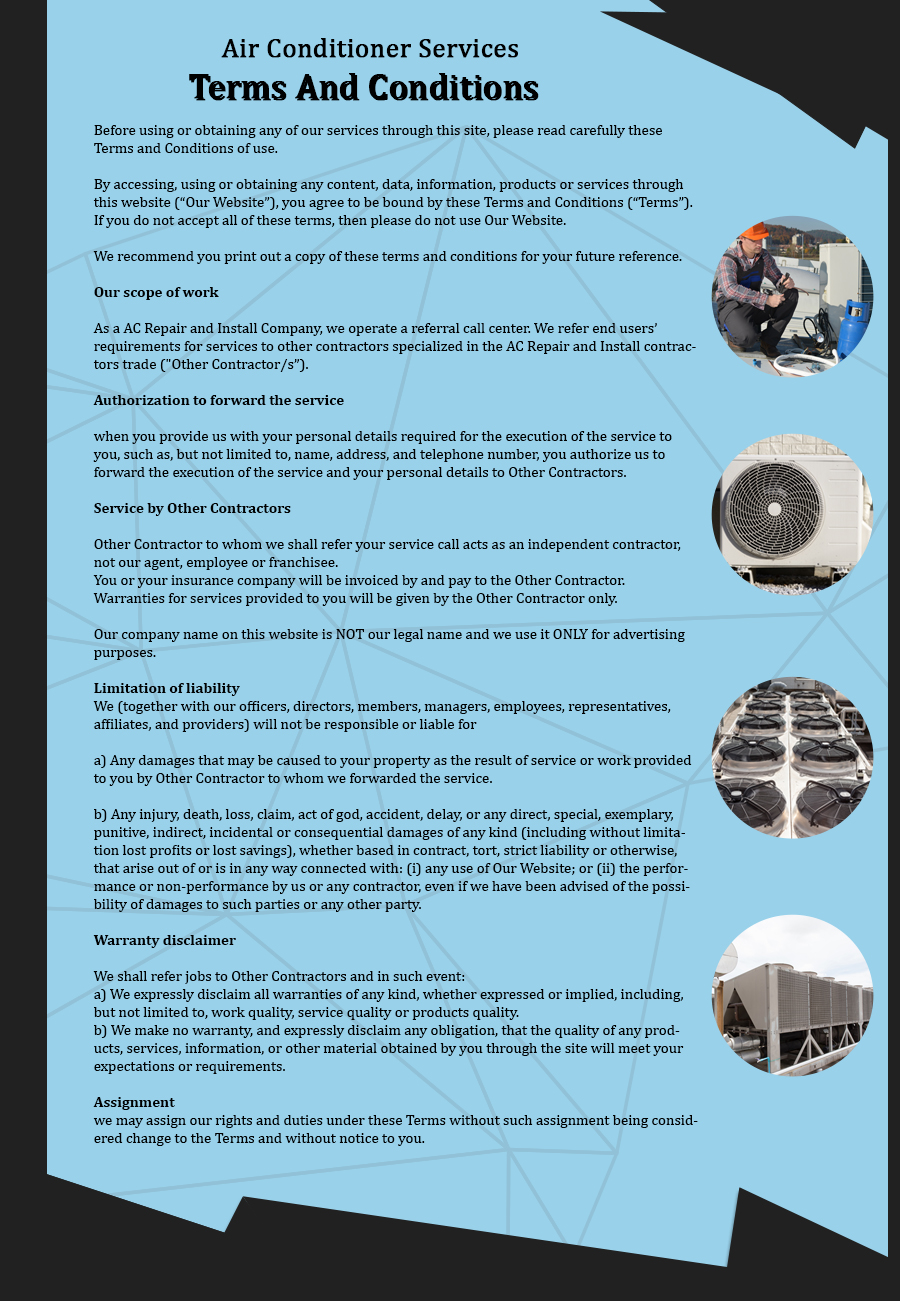 Margate AC Expert Terms and Conditions